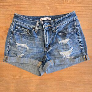 So Low Rise Favorite Shortie Denim Shorts Mild Distress Cuffed Size 1